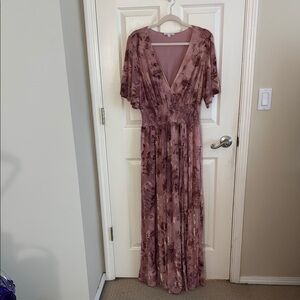 Baltic Born Veronica velvet maxi dress Blush